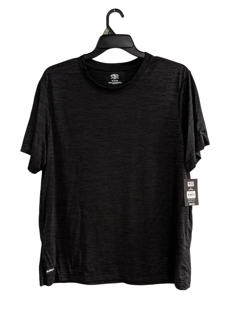 Athletic Works Mens XL Black Stripe Poly Jersey Tee Shirt New With Tags
